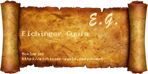 Eichinger Gyula névjegykártya